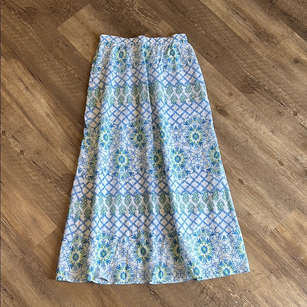 J.McLaughlin size M maxi skirt blue green
